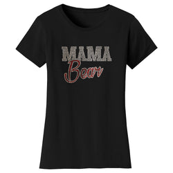 Women's Mother's Day Rhinestone Bling T-shirts - Mama Bear Script