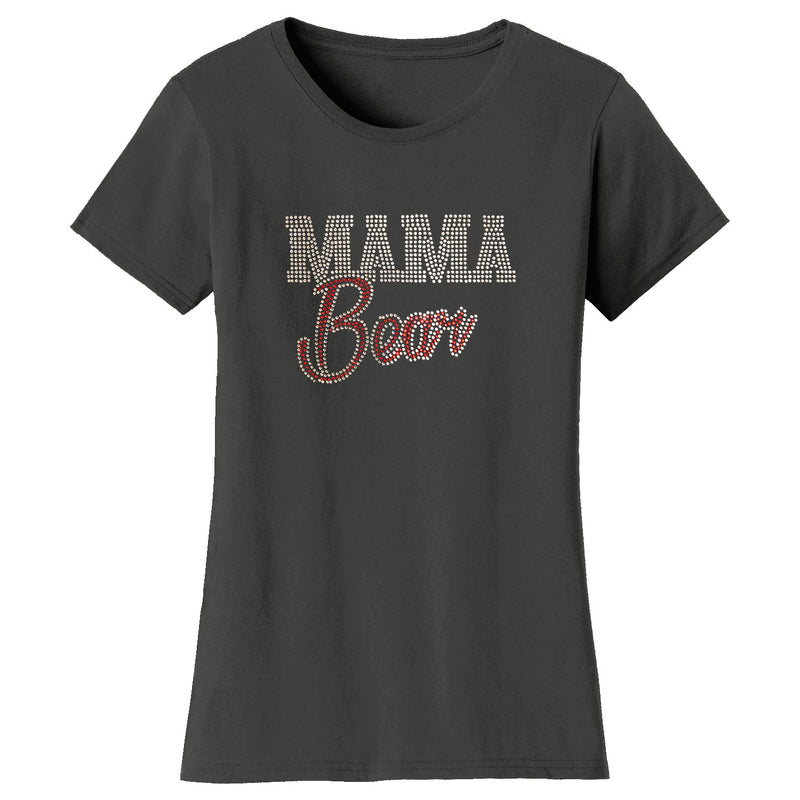 Women's Mother's Day Rhinestone Bling T-shirts - Mama Bear Script