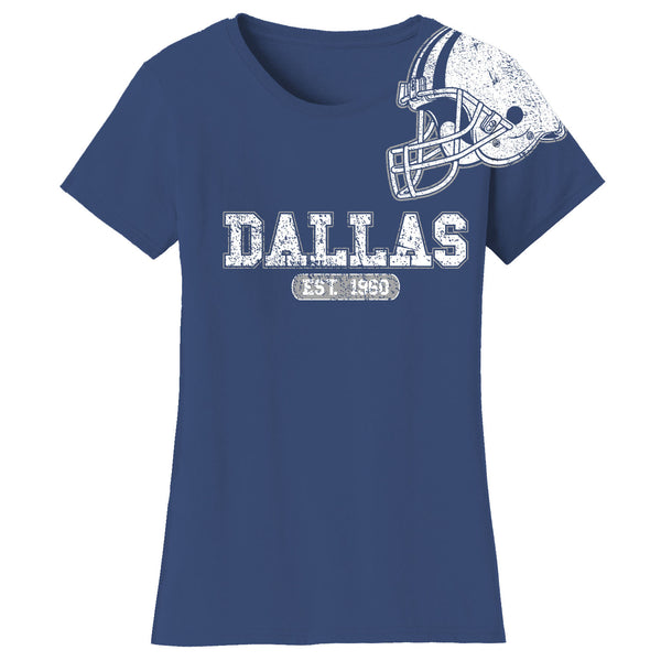 Women's Awesome Football Helmet Fitted T-Shirts - Dallas