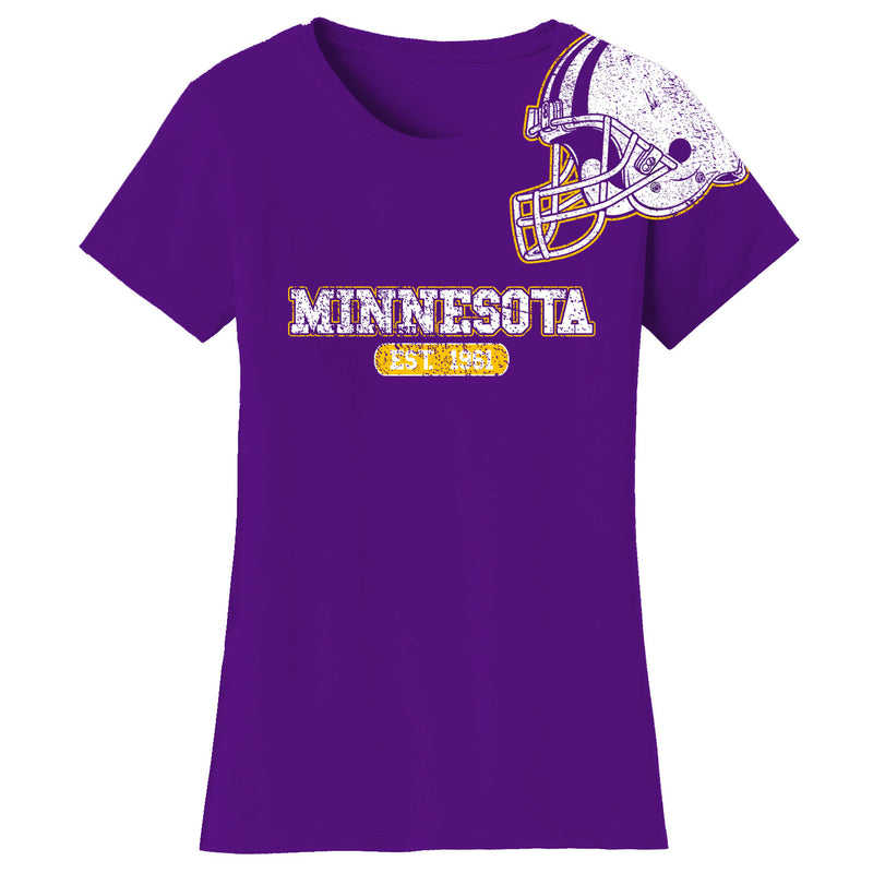 Women's Awesome Football Helmet Fitted T-Shirts - Minnesota