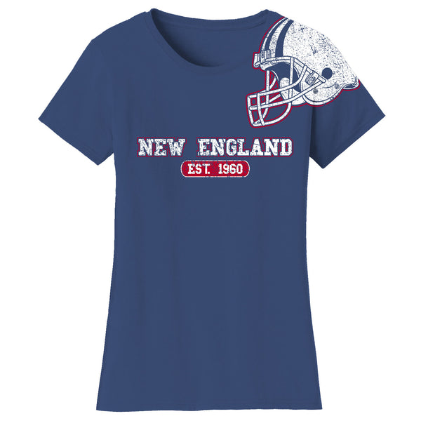 Women's Awesome Football Helmet Fitted T-Shirts - New England