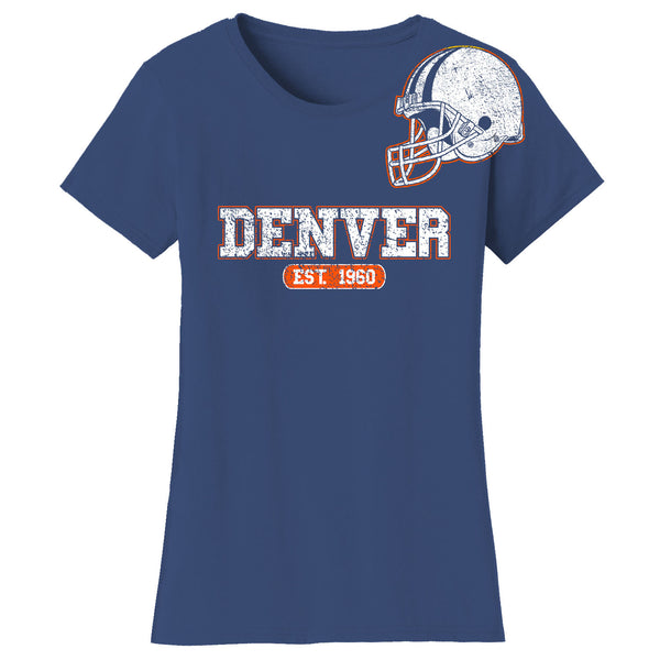 Women's Awesome Football Helmet Fitted T-Shirts - Denver