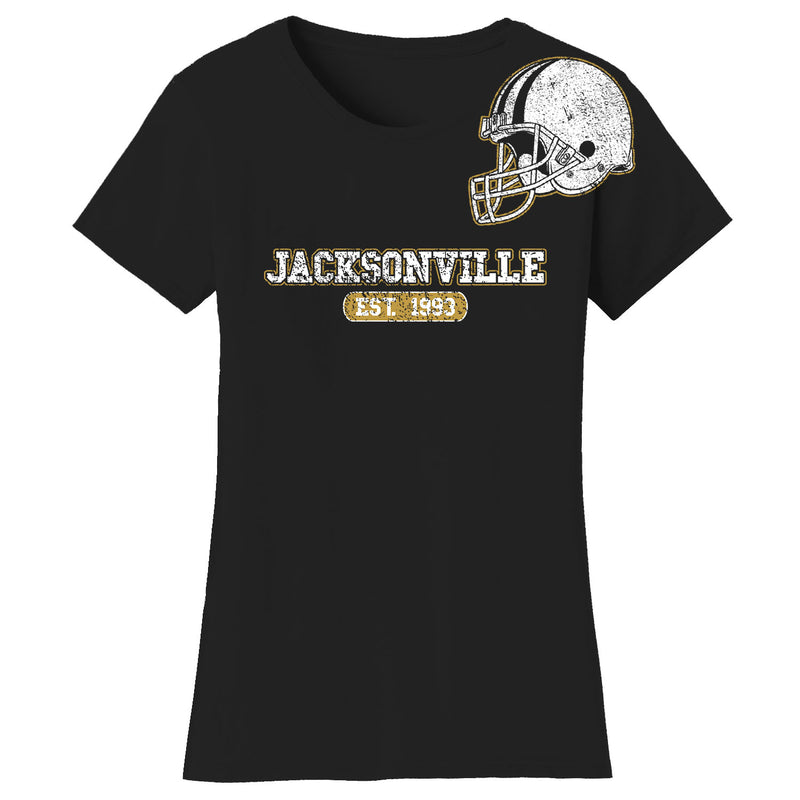 Women's Awesome Football Helmet Fitted T-Shirts - Jacksonville