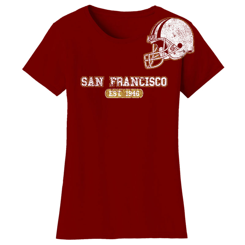 Women's Awesome Football Helmet Fitted T-Shirts - San Francisco